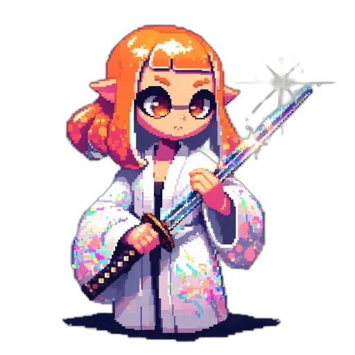 staff, weapon, jacket, pixel art transparent PNG cut-out