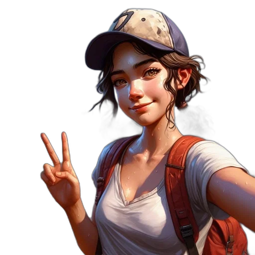 face, hat, jacket, staff transparent PNG cut-out