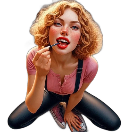 jewelry, face, photorealistic, comic book art transparent PNG cut-out