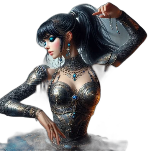 jewelry, robot, dress, fantasy art transparent PNG cut-out