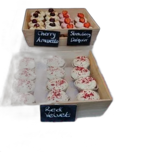 display, cupcakes, wooden, boxes transparent PNG cut-out