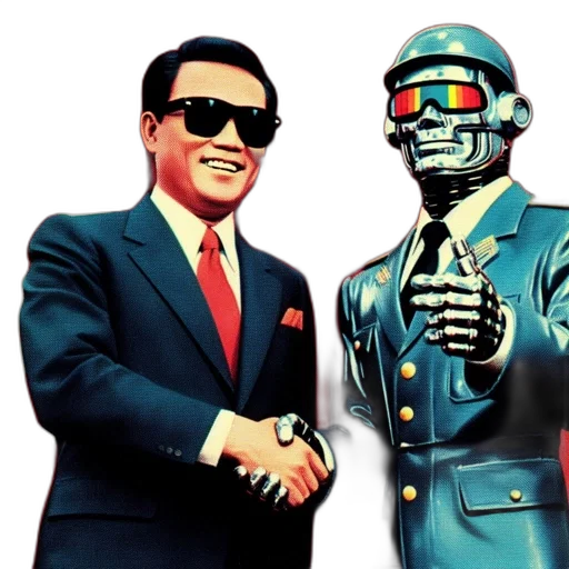 robot, vaporwave, concept art, 3d render transparent PNG cut-out