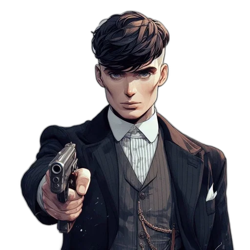 weapon, staff, face, jacket transparent PNG cut-out
