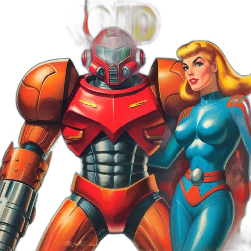 robot, comic book art, concept art, comic transparent PNG cut-out