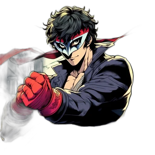 mask, weapon, jacket, comic book art transparent PNG cut-out