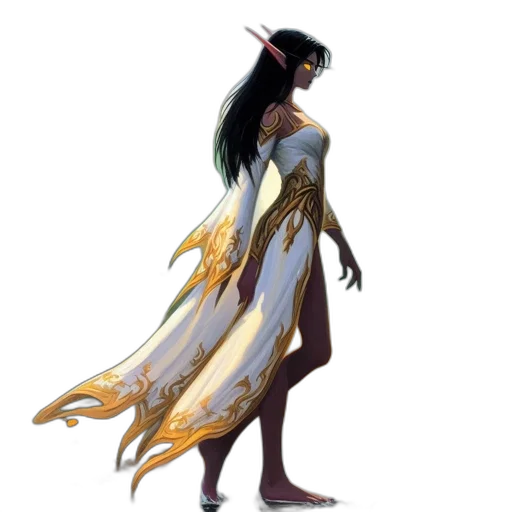 dress, staff, concept art, fantasy art transparent PNG cut-out