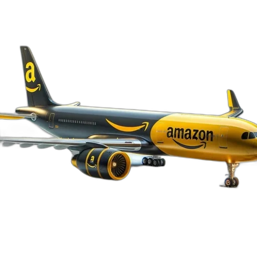 photorealistic, 3d render, amazon-branded, airplane transparent PNG cut-out
