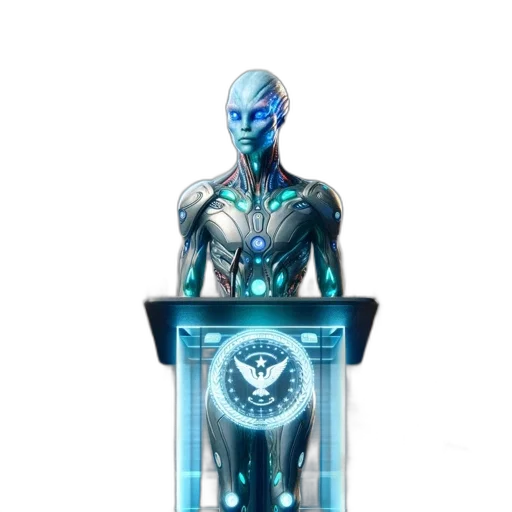 robot, jewelry, staff, creature transparent PNG cut-out