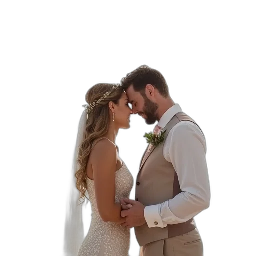 dress, bride, groom, seen transparent PNG cut-out
