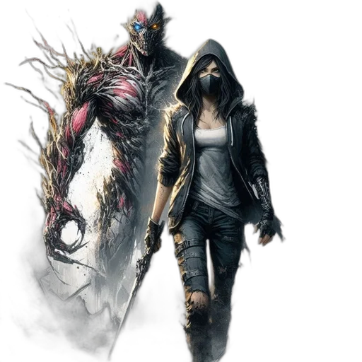 concept art, comic book art, cyberpunk, fantasy art transparent PNG cut-out