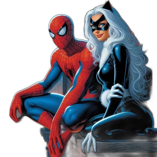 comic book art, concept art, spider-man, black transparent PNG cut-out