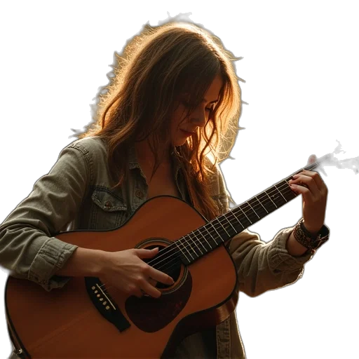 photorealistic, acoustic, guitar, earth transparent PNG cut-out