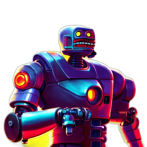 robot, weapon, concept art, pixel art transparent PNG cut-out