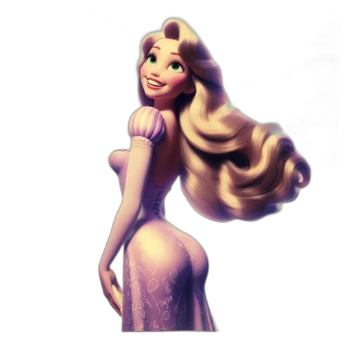 dress, hair, crown, staff transparent PNG cut-out