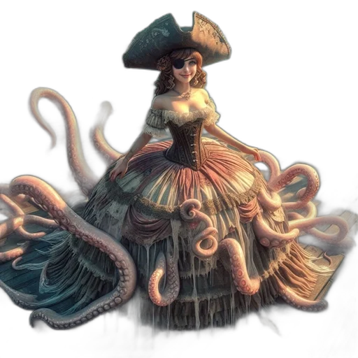 dress, hat, staff, creature transparent PNG cut-out