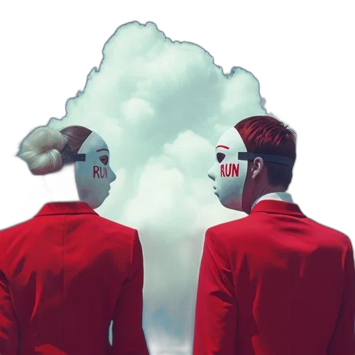 mask, concept art, red, two transparent PNG cut-out