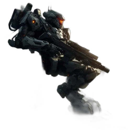 robot, weapon, concept art, 3d render transparent PNG cut-out