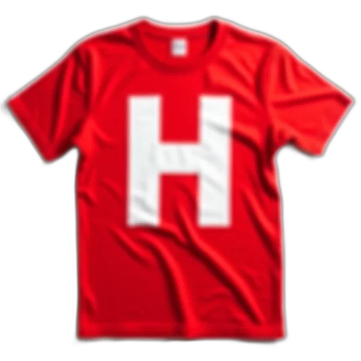 red, t-shirt, large, bold transparent PNG cut-out