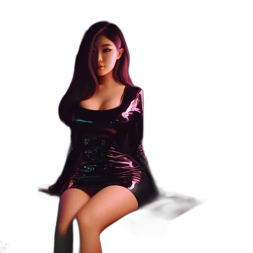 dress, robot, 3d render, vaporwave transparent PNG cut-out