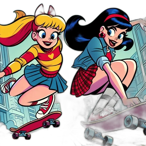 comic book art, cartoon, concept art, two transparent PNG cut-out