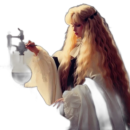 dress, hair, staff, crown transparent PNG cut-out