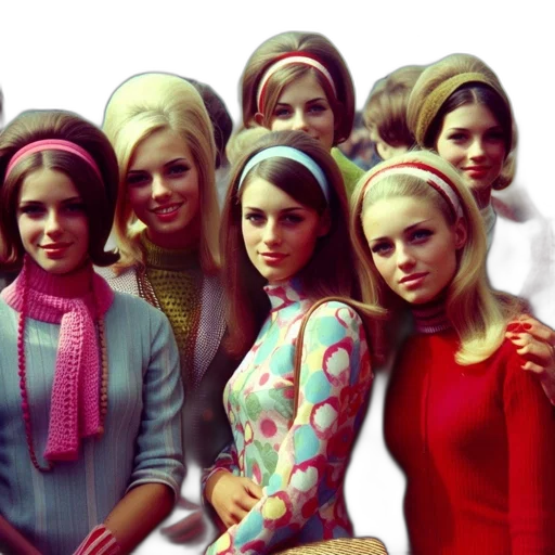 group, young, women, 1960s transparent PNG cut-out