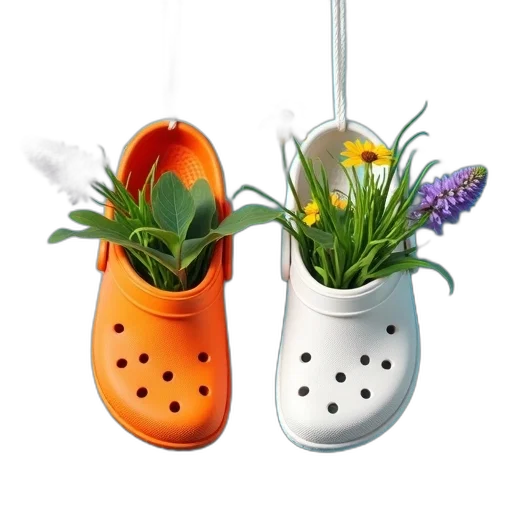 shoes, flower, 3d render, photorealistic transparent PNG cut-out