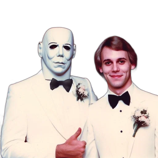 mask, two, men, stand transparent PNG cut-out