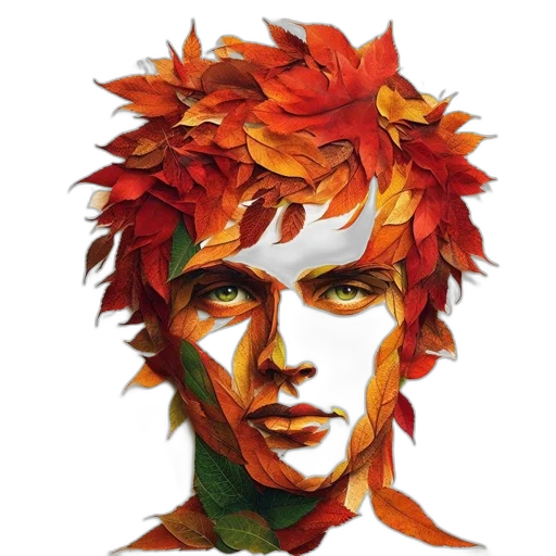 face, jacket, flower, crown transparent PNG cut-out