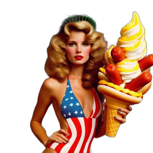 food, photorealistic, woman, swimsuit transparent PNG cut-out
