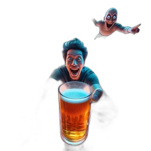 creature, bottle, face, 3d render transparent PNG cut-out