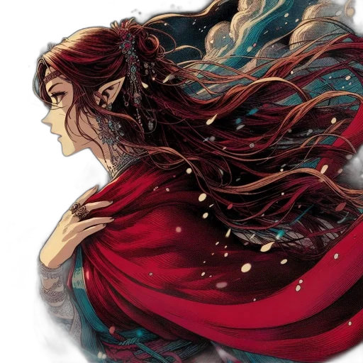 dress, hair, fantasy art, comic book art transparent PNG cut-out
