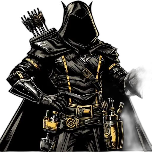 jacket, staff, mask, comic book art transparent PNG cut-out
