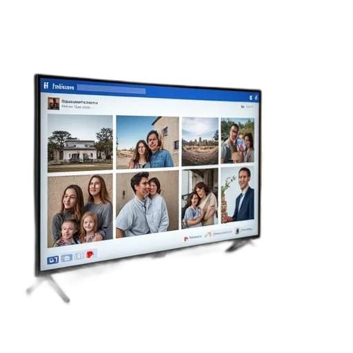 large, screen, showing, photo transparent PNG cut-out