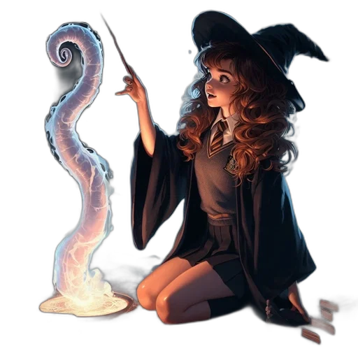 staff, creature, hat, fantasy art transparent PNG cut-out