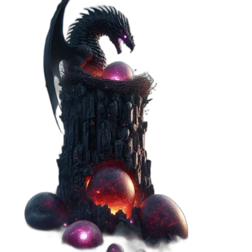 dragon, crown, creature, staff transparent PNG cut-out