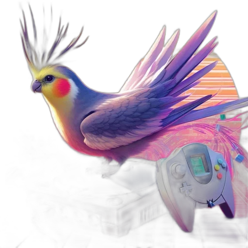 animal, concept art, 3d render, vaporwave transparent PNG cut-out