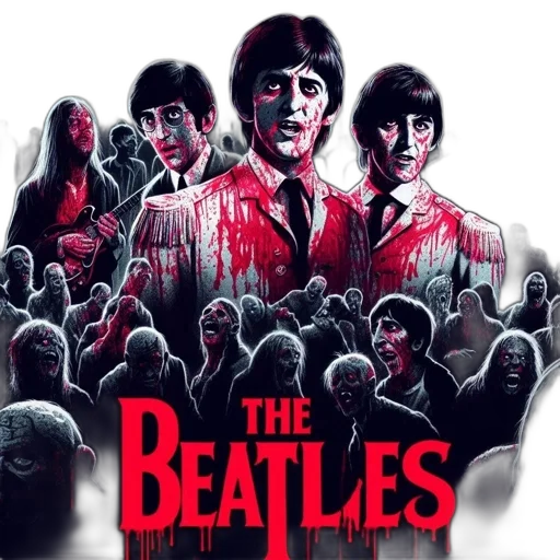 comic book art, concept art, beatles, depicted transparent PNG cut-out