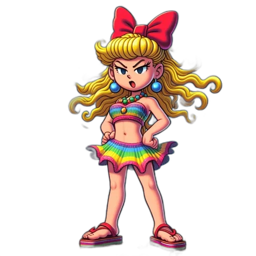 dress, hair, pixel art, cartoon transparent PNG cut-out