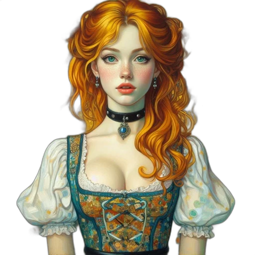 dress, jewelry, face, fantasy art transparent PNG cut-out