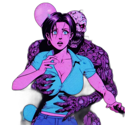 creature, vaporwave, comic book art, cyberpunk transparent PNG cut-out