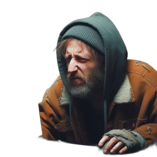 jacket, face, hat, concept art transparent PNG cut-out