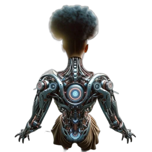 robot, hair, weapon, creature transparent PNG cut-out