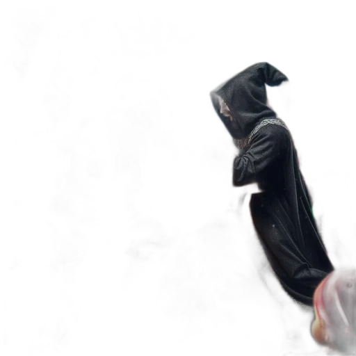 mask, creature, jacket, staff transparent PNG cut-out