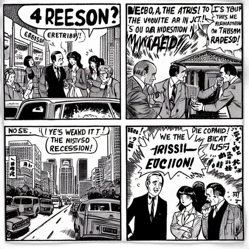 comic book art, cartoon, city street, four-panel transparent PNG cut-out