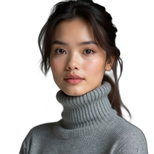 face, jacket, hair, jewelry transparent PNG cut-out