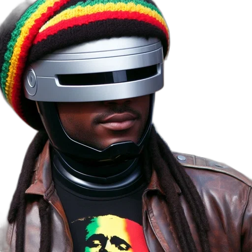 robot, hat, mask, jacket transparent PNG cut-out