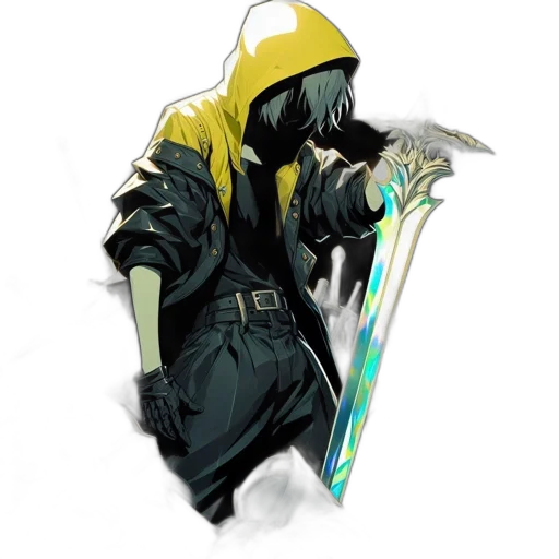 jacket, staff, sword, weapon transparent PNG cut-out