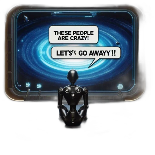 robot, concept art, cyberpunk, outer space transparent PNG cut-out