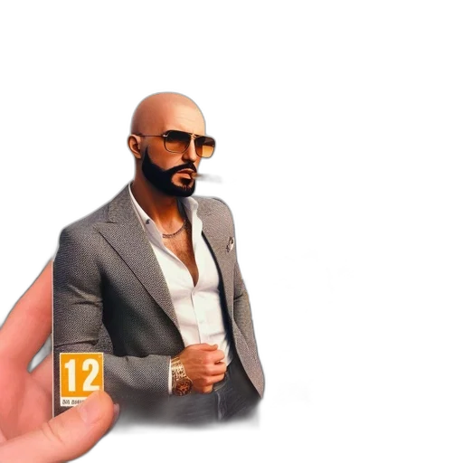 jacket, weapon, face, 3d render transparent PNG cut-out